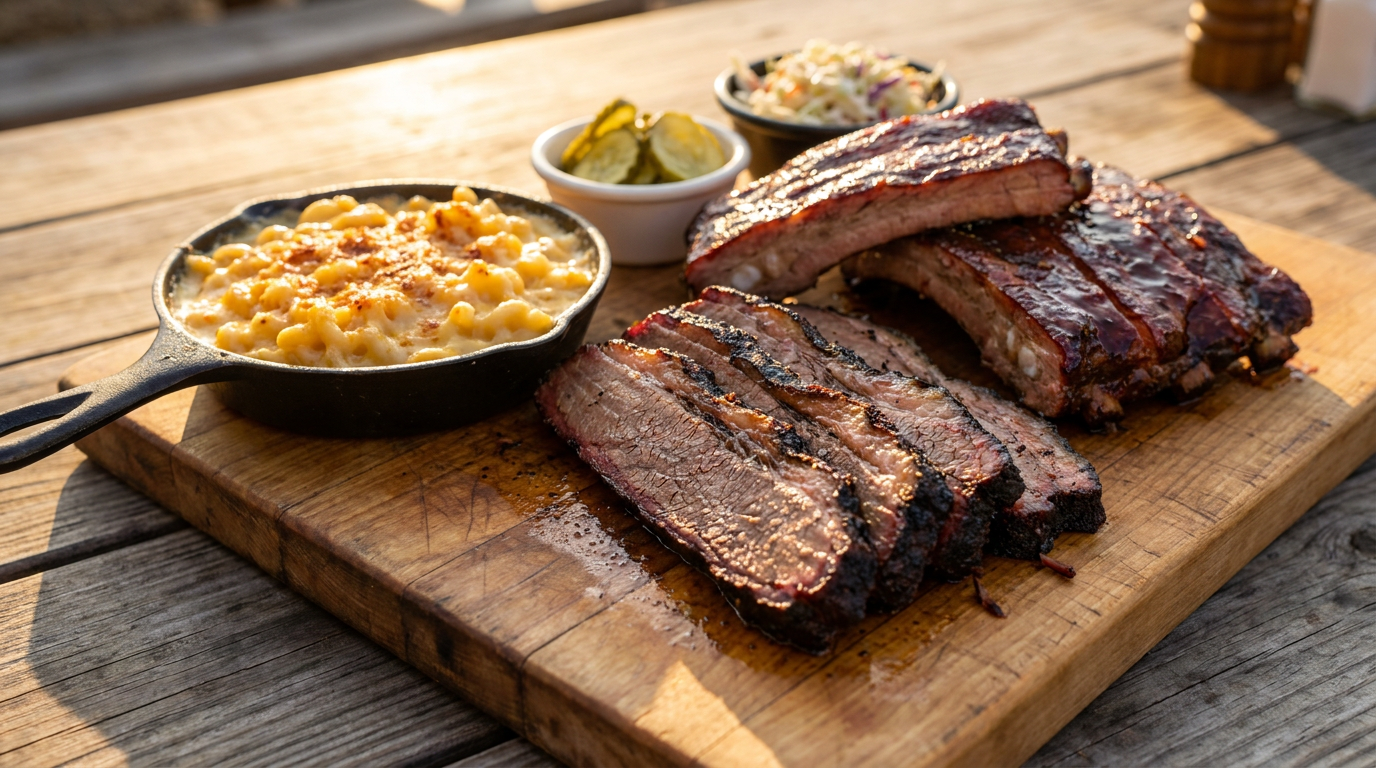 Walk Baby Love BBQ — smoked ribs, brisket, and mac & cheese